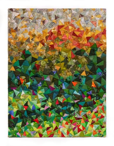 colorful collage of textile art