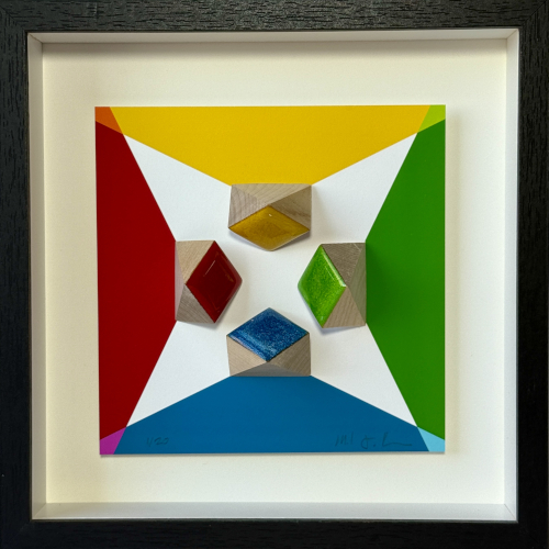 mixed media geometric color design