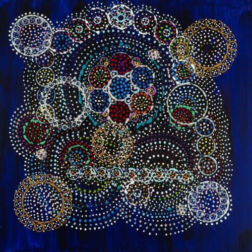 abstract acrylic painting in a circular pattern