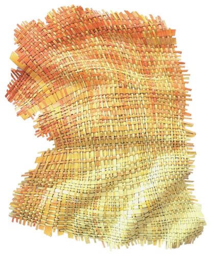 neutral colored woven paint thread sculpture