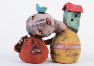 whimsical sculpture in clay