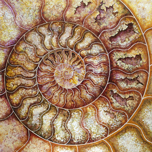 textured painting of a nautilus shell