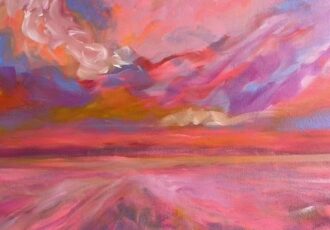 painting of a spring sunset