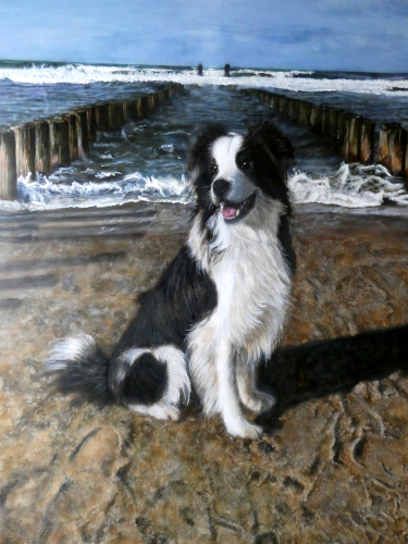 Portrait of a dog on a beach