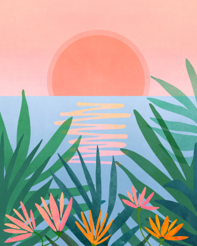 digital art contemporary tropical sunset