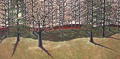 landscape painting of a treeline