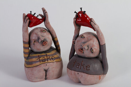 Ceramic figurative whimsical sculpture