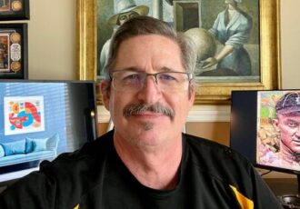 Photo of artist TB Murphy in studio