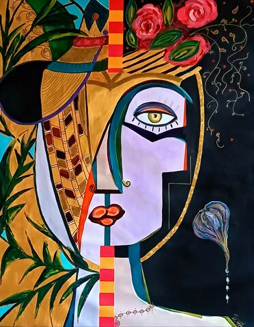 abstract painting of a woman's face