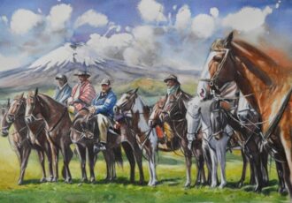 Horses in the Andes with Ecuadorian riders