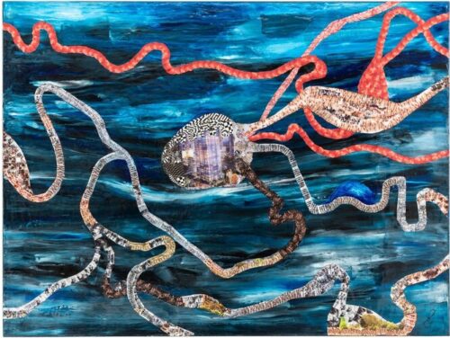 sinuous design in mixed media art