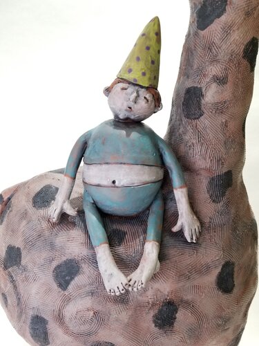 detail of a figurative ceramic sculpture