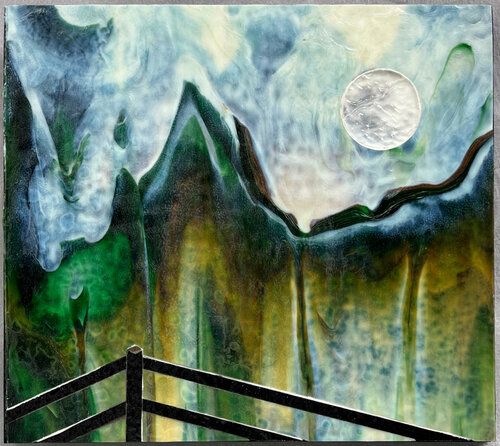 glass mosaic of a surreal landscape