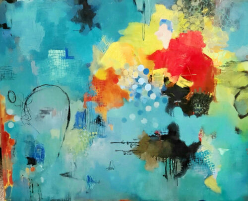 colorful layered abstract oil painting