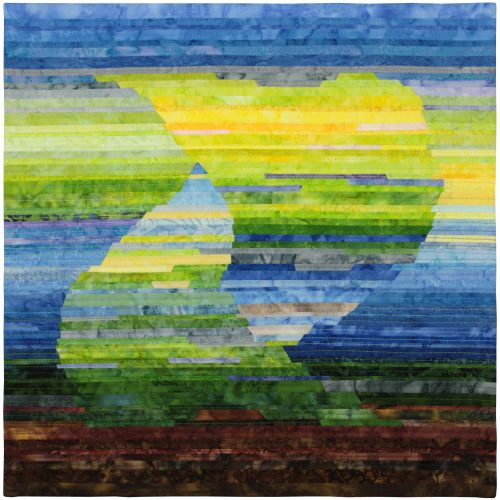 colorful swirling design mixed media fiber collage