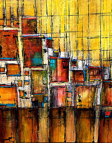 multi-colored geometric abstract painting