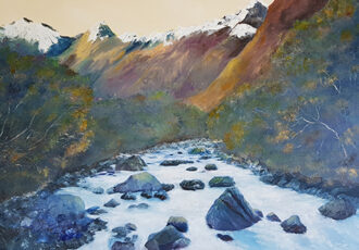 painting of Tutoko River in New Zealand
