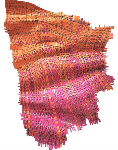 woven multicolor paint thread sculpture