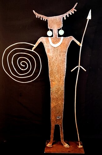 southwestern indigenous inspired sculpture from upcycled metal