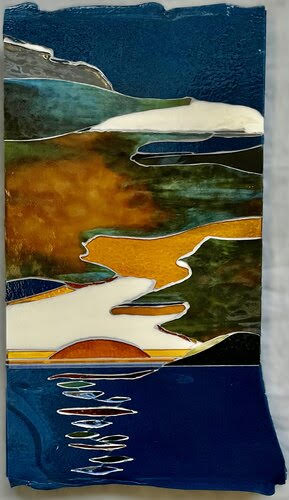 mosaic in glass of a sunset landscape