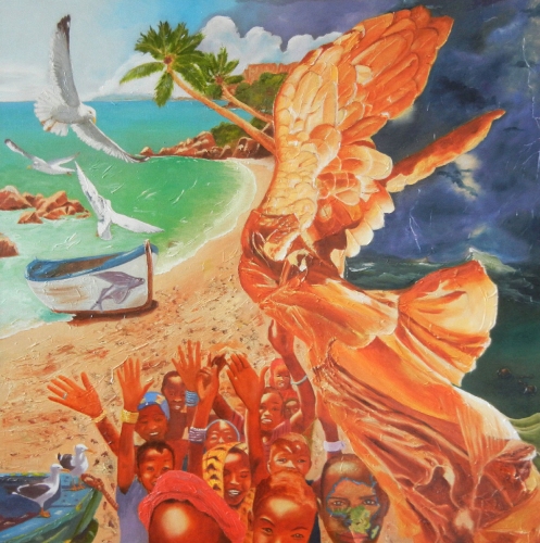 oil painting of the coast of Africa