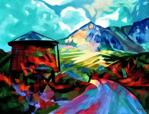 vividly colorful landscape painting