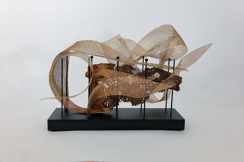 curving sculpture mixed media contemporary style