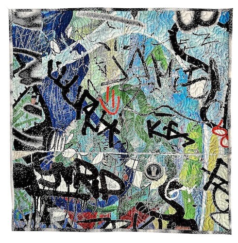 abstract design mixed media quilt