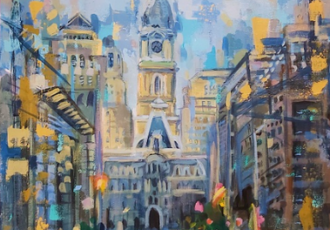 Painting of City Hall in Philadelphia